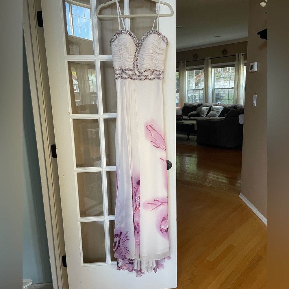 Sequined Light Blush Evening Gown-Size 4